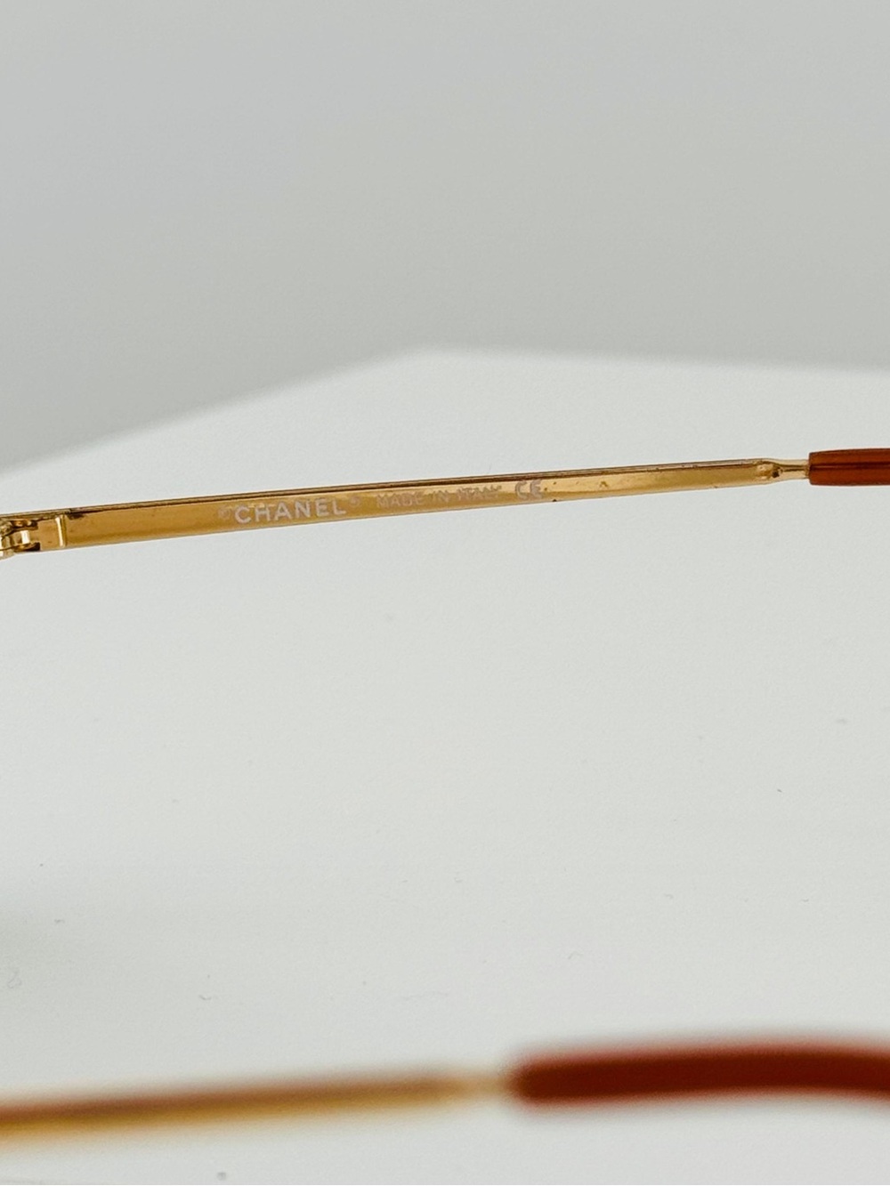 CHANEL Brown Rimless Sunglasses with Gold CC Accents - Picture 11 of 14